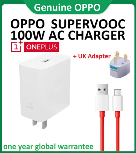 One Plus Oppo Supervooc 100W Schnell AC Ladegerät US Stecker + Kabel, UK EU AU Konverter - Bild 1 von 17