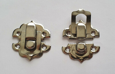 Kleine SILBER Hasp Lock Kippriegel Schmuck Zigarre Weinkiste Truhe Basteln Schrauben