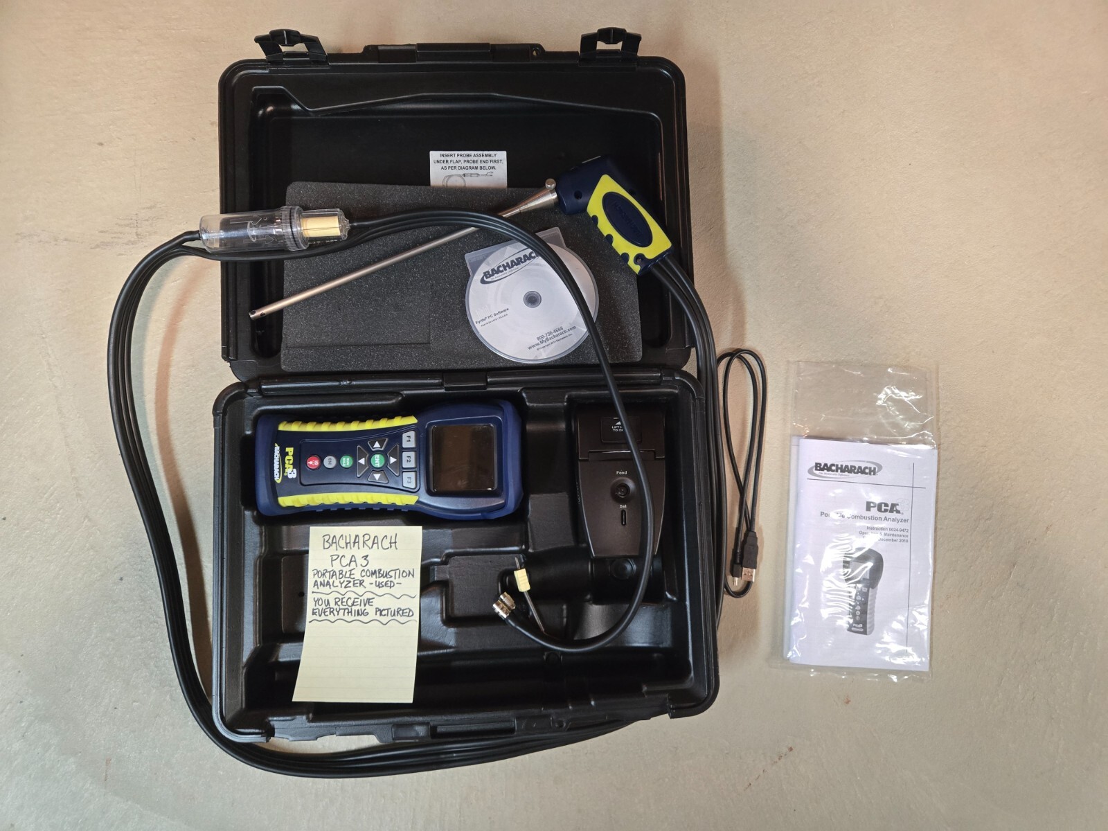 Bacharach PCA 3 265 Portable Combustion Analyzer Kit NEEDS FACTORY RECALIBRATION