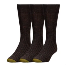 3-PAIR GOLD TOE MEN'S MERINO WOOL BLEND PERFECT FIT SOFT STRETCH CREW SOCKS NEW