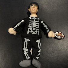 MOE HOWARD * Three Stooges Soft Doll VTG 2001 Halloween Skeleton Costume w Tag