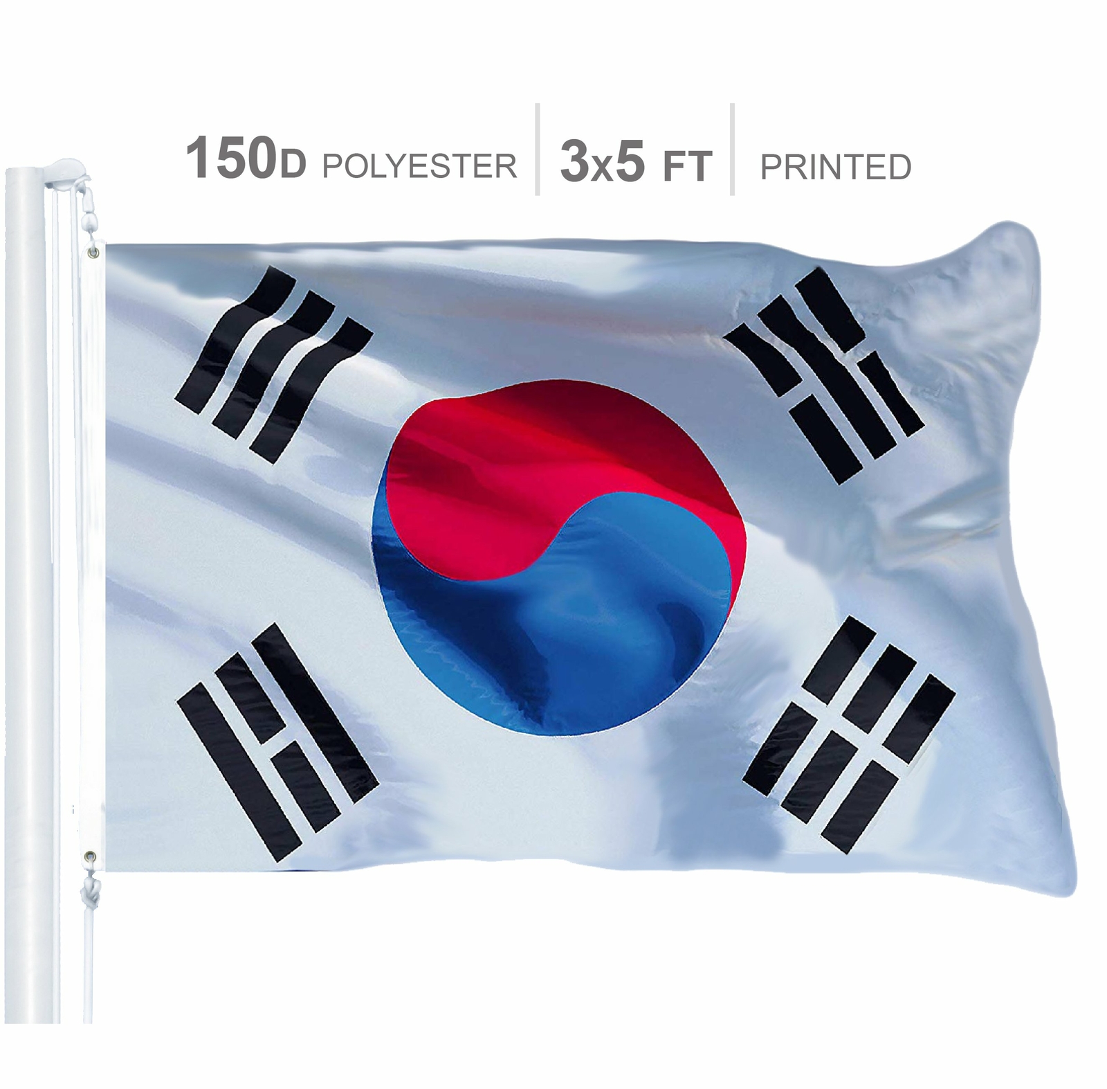 Bandiera Alta Qualità Bandiera Della Corea Del Sud - Dimensioni 3x5 Piedi (circa 90x150 Cm), Alta Qualità, Venditore USA Bandiera Corea Del Sud - Foto 3