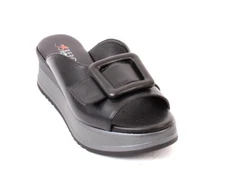 PHIL GATIÈR by REPO 19124 Black Leather Slides Platform Sandals 39 / US 9