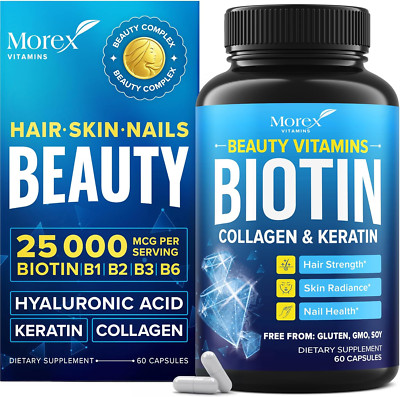Biotin Keratin & Collagen Capsules - Made in USA - Natural Collagen, Keratin & B
