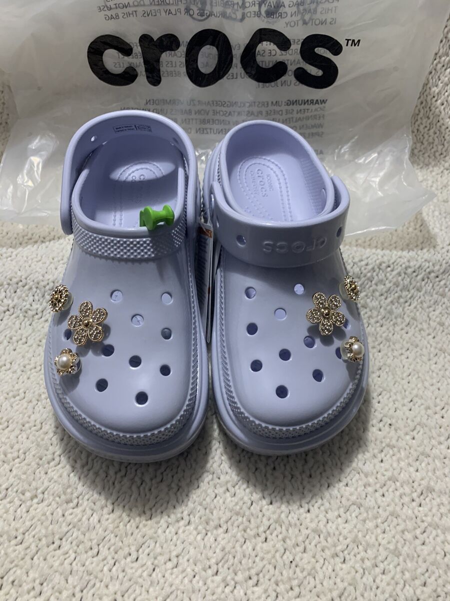 NWT 🌺 Crocs Stomp High Shine Clog W6/M4 Dreamscape White W