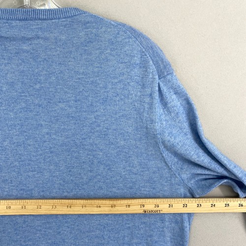Polo Ralph Lauren Cotton Cashmere Silk Crewneck Sweater Mens Large Blue Pullover - Picture 7 of 11