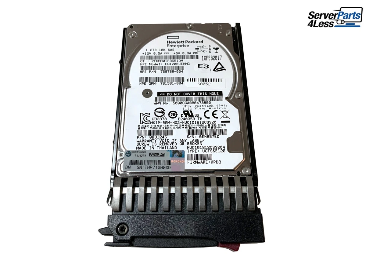 787648-001 HPE MSA 1.2TB 12G SAS 10K SFF 2.5