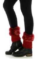 Red Faux Fur Leg Warmer