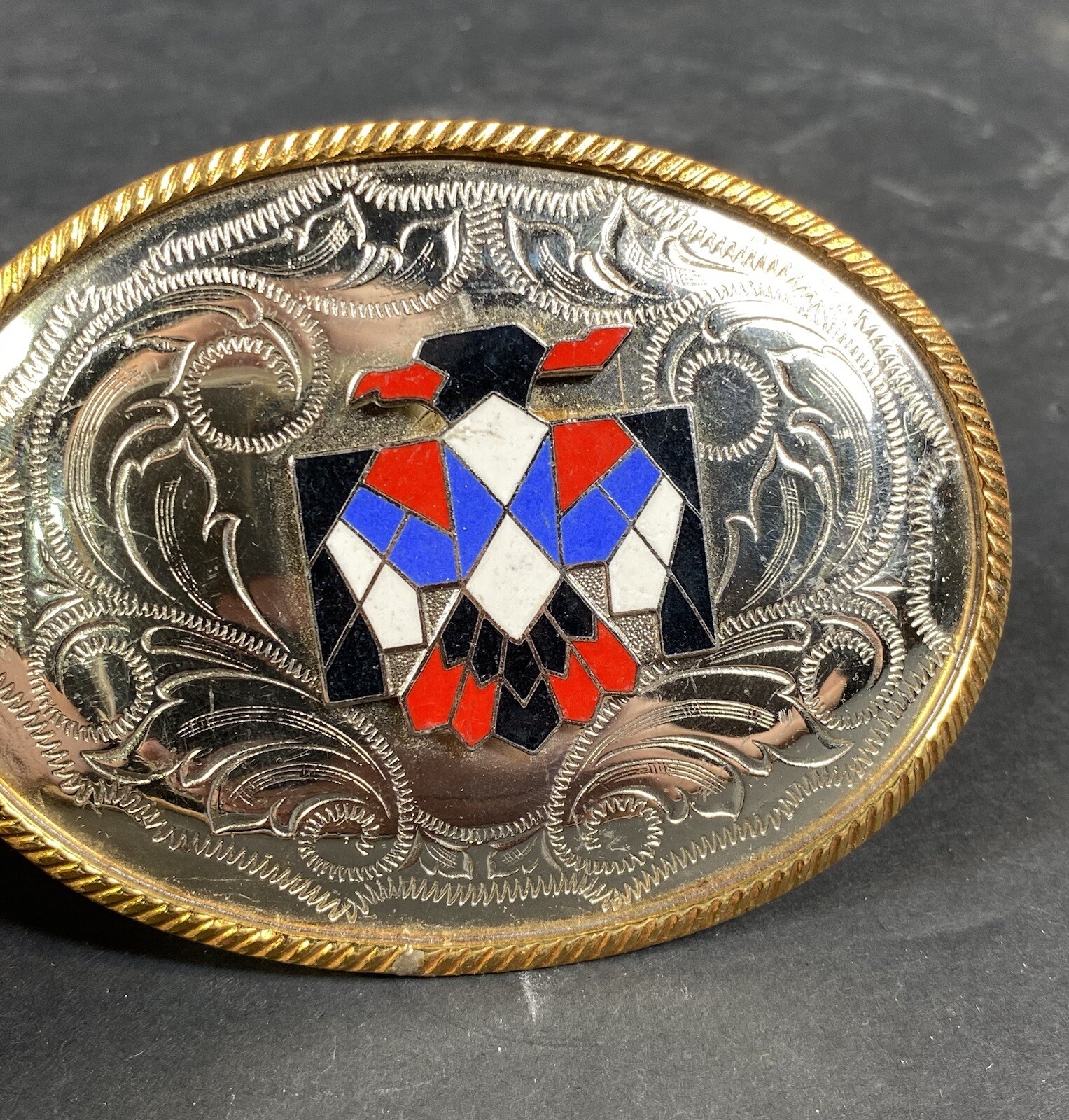 German Silver Double Eagle Head Western Style Bel… - image 8