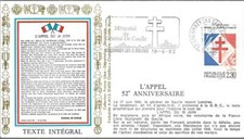 G009+ FDC ENVELOPPE 1er JOUR  52°  ANNVIERSAIRE DE L' APPEL  GENERAL DE GAULLE