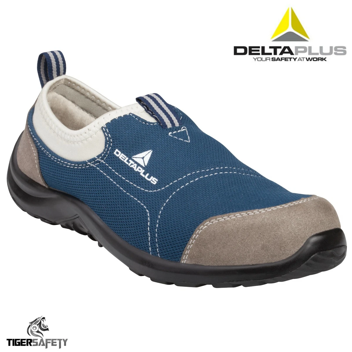 Delta Plus Miami Blue Canvas Slip On Steel Toe Safety Shoes | eBay