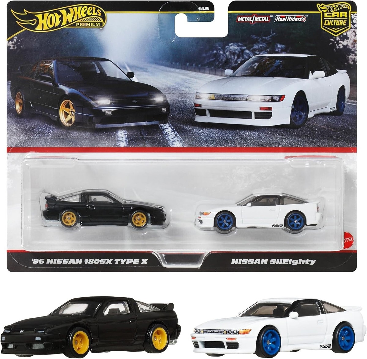 Hot Wheels ミニバイクセット 2台 New Hot Wheels JBK96 Premium 2 Pack 96 Nissan 180SX Type X