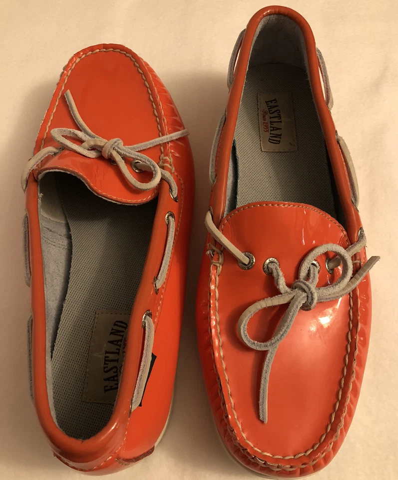 Zapatos de barco Eastland Yarmouth para mujer charol EE. UU. 8,5 M color salmón oscuro Foto 2 de 4