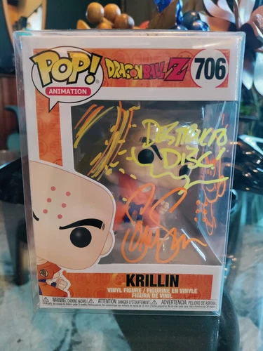 Funko Pop Vinilo Dragon Ball Z - Krilin Destructo Disco #706 Sonny Strait Firmado