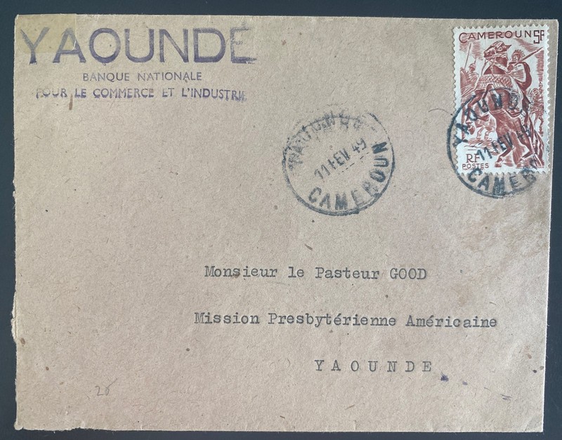 1960 Yaounde French Cameroon National Bank Cover To Presbyterian Mission