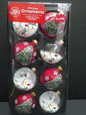 Winter Wonder Lane 8-Pack Woodsy Red Glass House Christmas Trees Light Ornaments