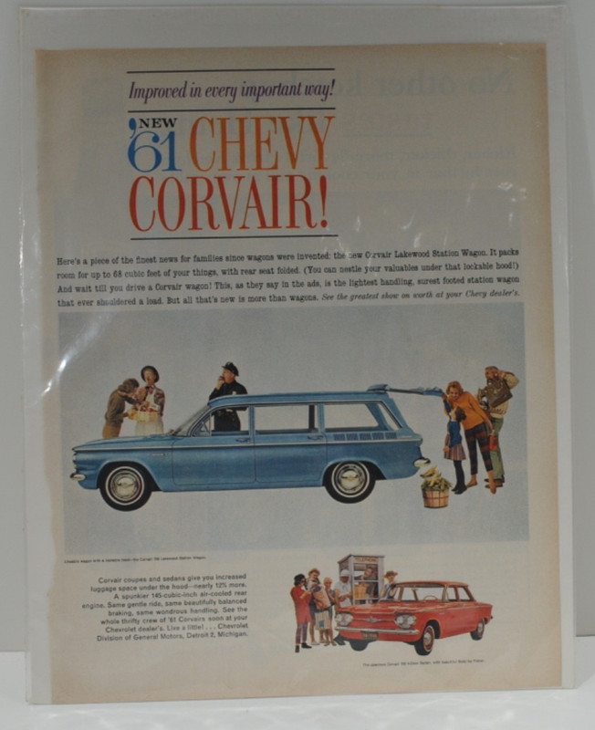 1961 Chevrolet Chevy Corvair ad 700 Lakewood Wagon & 700 4 door