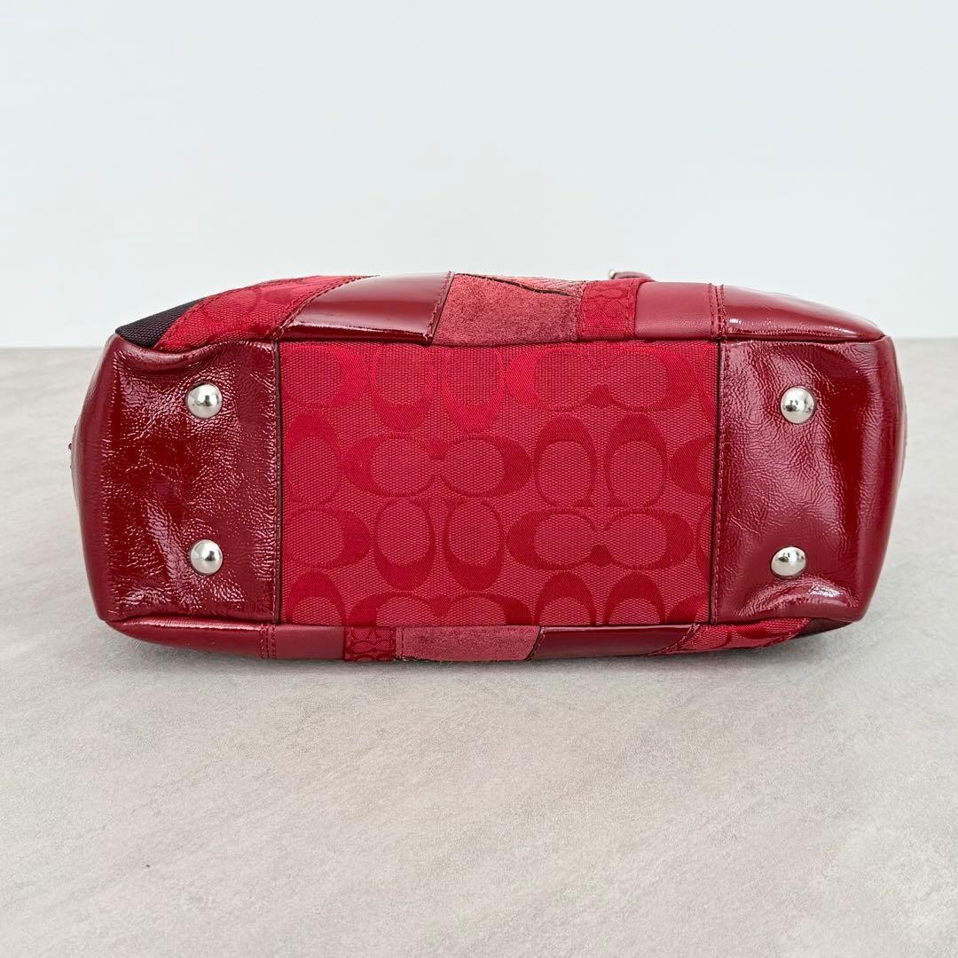 Coach Red Patchwork Gallery Tote Bag Signature Su… - image 5