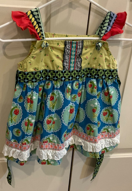 Matilda Jane Girls Strawberry Cherry Ruffle top Size 6 Summer Fun