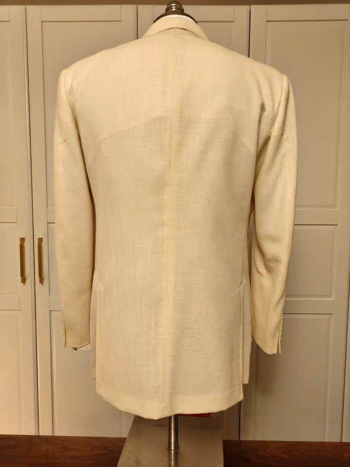 Belvest Men's Ivory / White Wool & Linen Jacket Size EU 50 / US 40 - Image 3 of 4