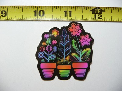 POTTED PLANTS SMALL STICKER DECAL NEON STYLE FUN COLORFUL DECO FUNNY