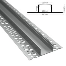 LED Trockenbau Profil "EINPUTZ-T" Rigips Einbau Schiene Leiste für Stripes 1m/2m