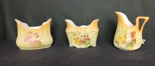 Vintage Austrian Open Creamer with 2 Open Sugar Bowls - Floral