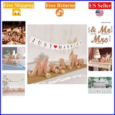 Rose Gold Wooden Mr  Mrs Signs  Just Married Banner Wedding Decorations