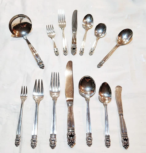 MCM International Sterling Silver Royal Danish 54 Pcs Svc/8 + Serving More