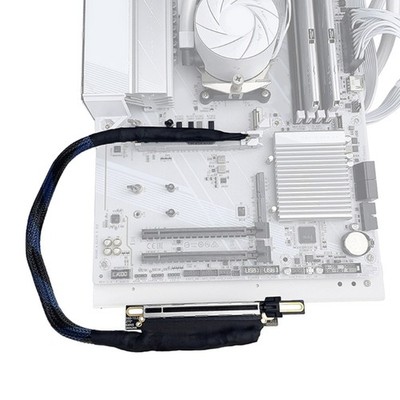 PCIe 5.0 X16 GPU Extension Cable 270 Degree Flexible Braided Cord Left Entry