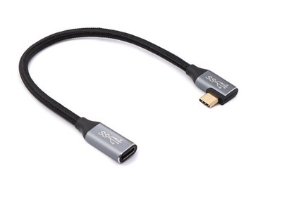 USB 3.1 Gen 2 Kabel 25 cm Typ C Stecker zu Buchse geflochten Winkel Adapter