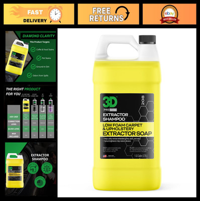 3D Carpet Cleaner Shampoo for Machines - Upholstery Stain Remover & Odor Elimina