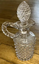 Vintage 1887 Hobnail Woo Eye/Double Eye/Dew Drop Clear Blown Glass Cruet USA