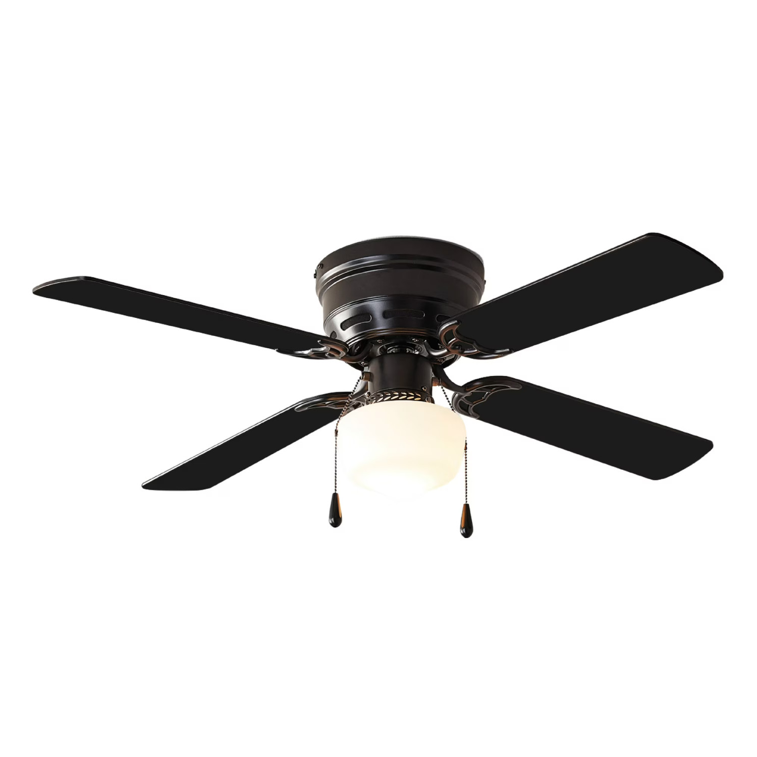 Mainstays 42 Inch Hugger Indoor Ceiling Fan with Light Kit, Black, 4 Blades