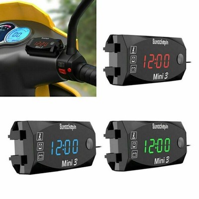 Digital LED Uhr Clock Temperatur Anzeige Thermometer Voltmeter 12V Auto Kfz E0I6