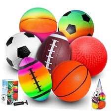 8.5 Inch Sports Balls Set 7 Pack,Playground Balls for Kids Adults, Includes