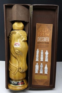 1969 Old Crow Chessman Light Knight Empty Ceramic Whiskey Decanter & Display Box