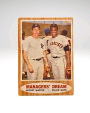 1962 Topps Managers Dream  Mickey Mantle, Willie Mays #1B Venezuelan VG RARE