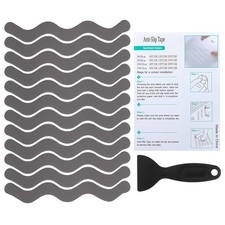 12 Pack S-Shape Bathtub Non Slip Stickers 7.87x0.79 Inch, Gray
