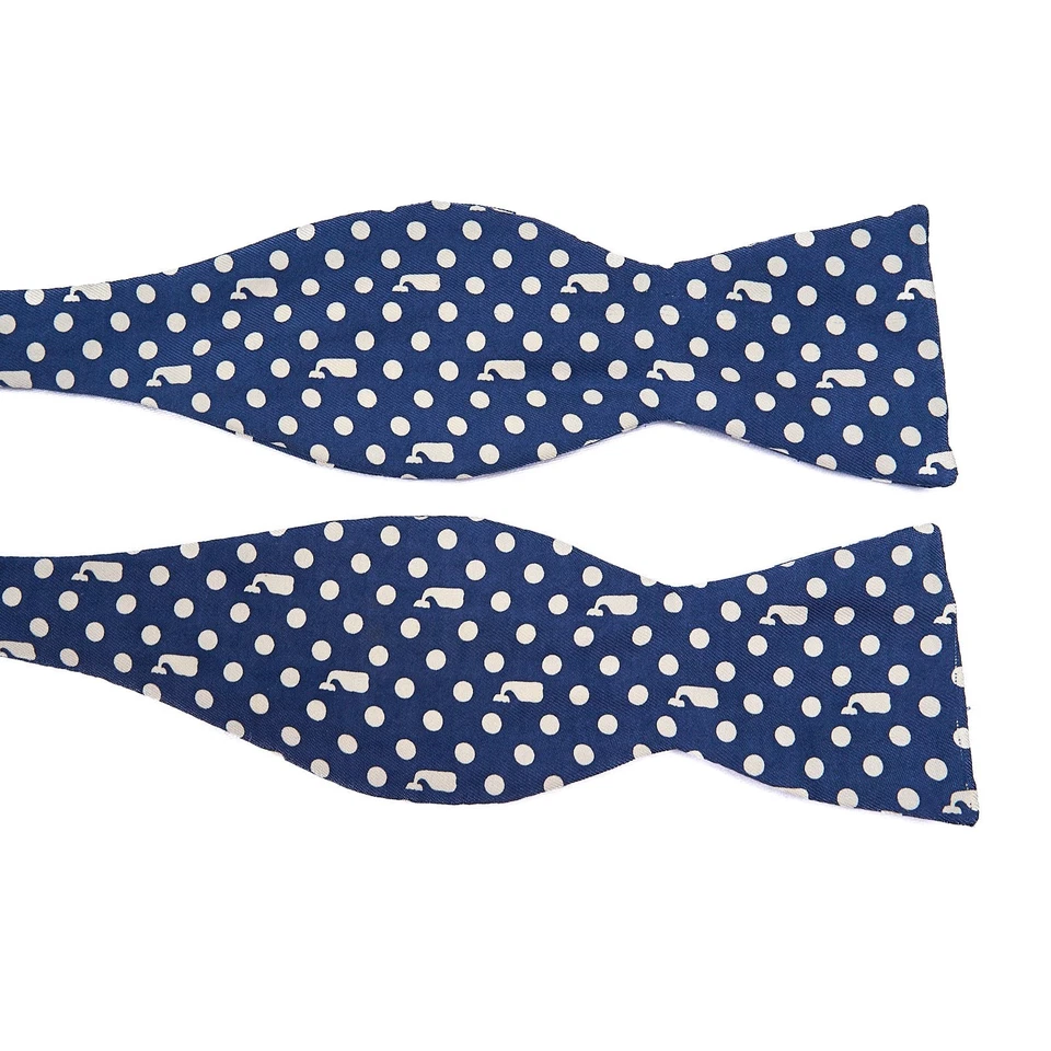 Vineyard Vines 真丝领结海军蓝白鲸圆点可调节自绑美国 — 第 2/4 张图片