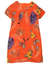 Vintage Womens Shift Dress UK 12 Medium Orange Floral CW11