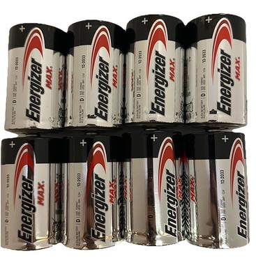 8 PK ENERGIZER MAX ALKALINE D BATTERIES 1.5 V NEW OPEN BOX LOOSE EXP 12/2033