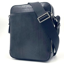 FERRAGAMO Revival Crossbody Shoulder Bag Black Leather Men's 25cm