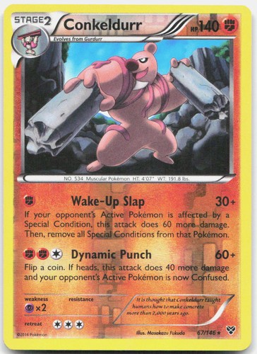 Conkeldurr 67/146 Rare XY Base Set Pokemon Reverse Holo Moderately Played