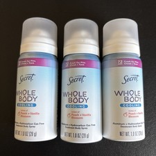 3x Secret Whole Body Deodorant Spray Peach  Vanilla Travel Size 1oz