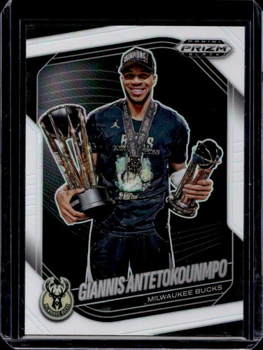 2024-25 Panini Prizm Black Giannis Antetokounmpo White Prizm #/175 Bucks