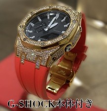 G-Shock Ga-2100 Rubber Belt Set With Body Metal Casio Oak Custom Gold Full Zirco
