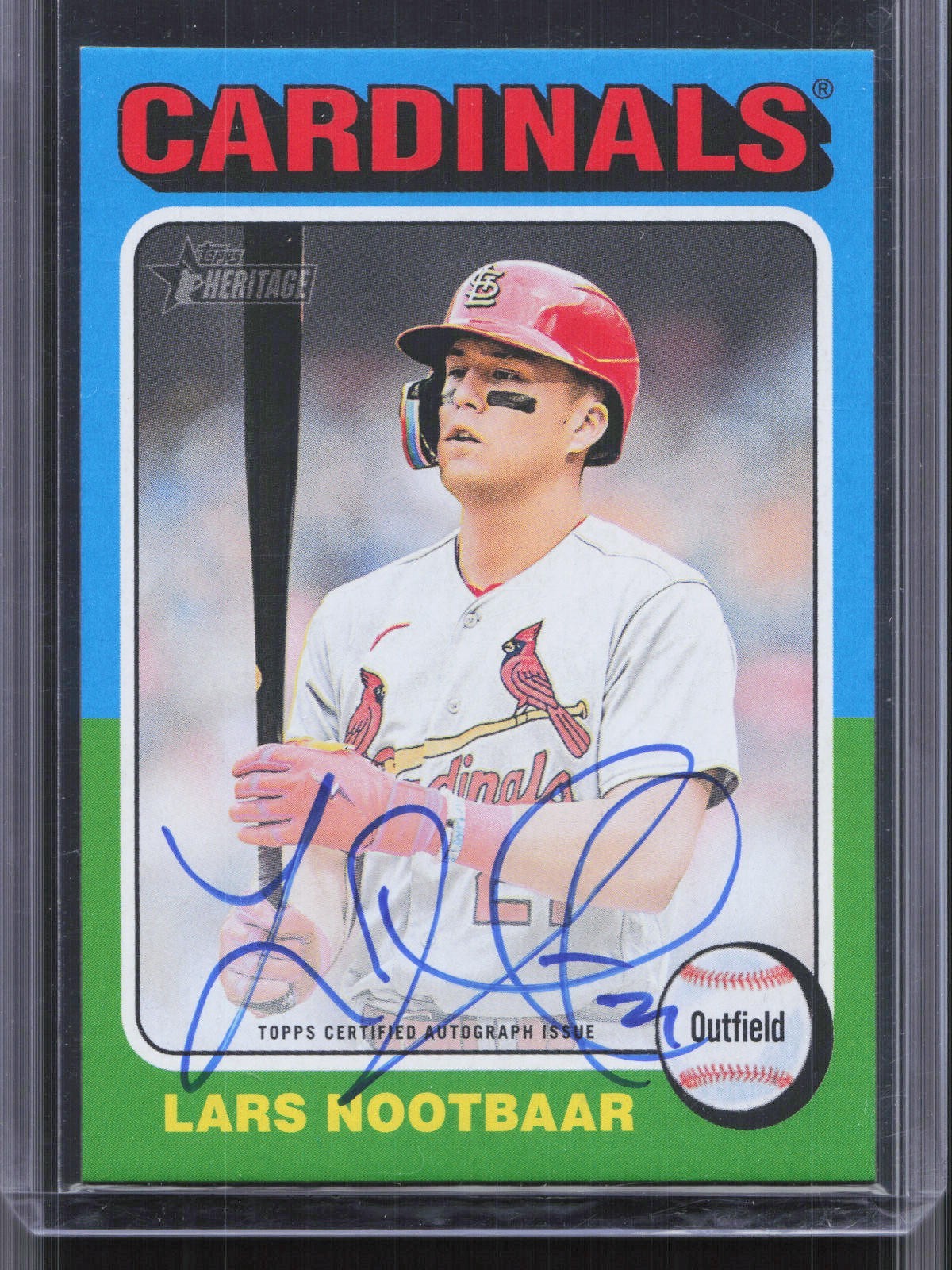 2024 Topps Heritage Lars Nootbaar Real One Blue Ink Auto Cardinals