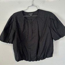 AYR The Puff Top Blouse Black Large Poplin