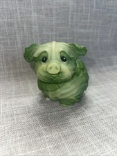 Enesco Home Grown Cabbage Pig Figurine 2008 Vegetable Animal Retired Resin